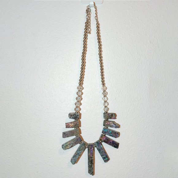 Natural Agate in Rainbow Hue Titanium Coating Pendant Necklace by Bocar - Picture 2 of 7